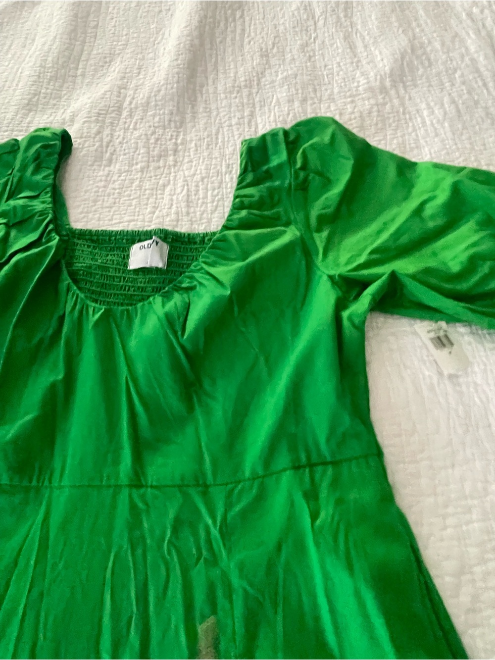 Old Navy Emerald Green Puff Sleeve Midi Dress